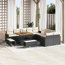 vidaXL Tuinbank Set met kussen 13 pcs Zwart poly rattan