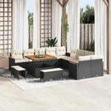 vidaXL Tuinbank Set met kussen 13 pcs Zwart poly rattan