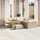 vidaXL Tuinbank Set met kussen 13 pcs Zwart poly rattan