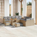 vidaXL Tuinbank Set met kussen 13 pcs Zwart poly rattan
