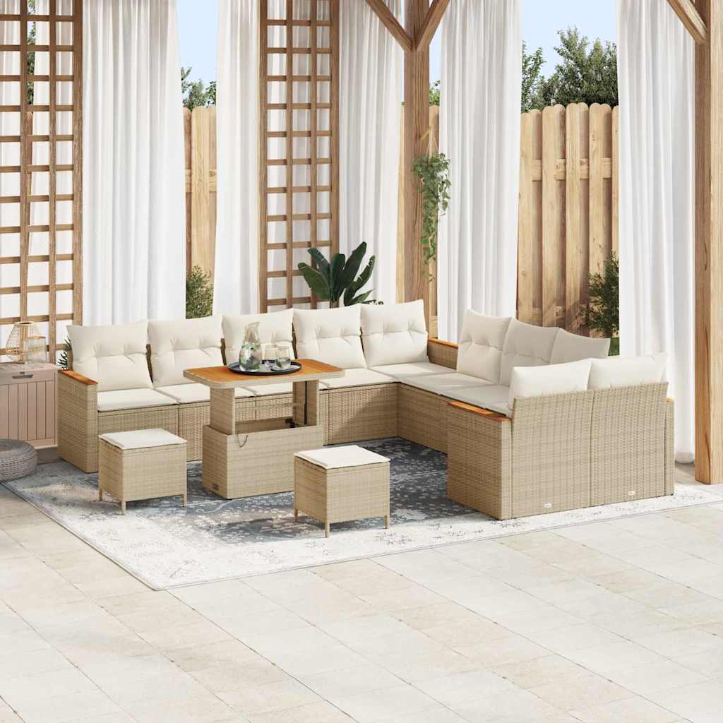 vidaXL Tuinbank Set met kussen 13 pcs Zwart poly rattan