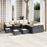 vidaXL Tuinbank Set met kussen 13 pcs Zwart poly rattan
