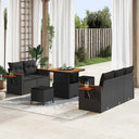 vidaXL Garden Bench Set with Cushion 10 pcs Black poly rattan