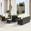 vidaXL Garden Bench Set with Cushion 10 pcs Black poly rattan