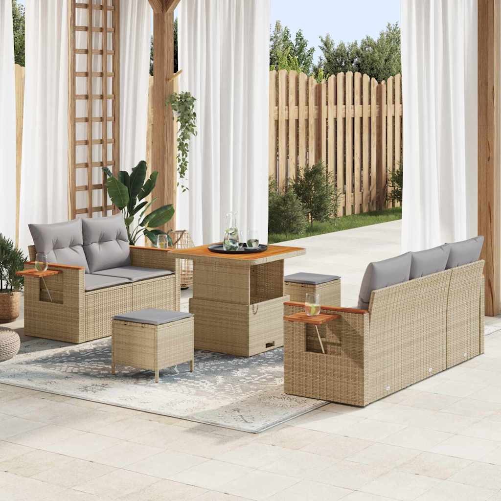 vidaXL Garden Bench Set with Cushion 10 pcs Black poly rattan