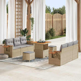 vidaXL Tuinbank Set met kussen 11 pcs Zwart poly rattan
