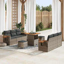 vidaXL Tuinbank Set met kussen 11 pcs Zwart poly rattan