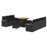 vidaXL Tuinbank Set met kussen 13 pcs Zwart poly rattan