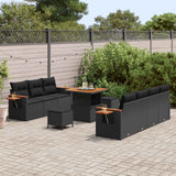 vidaXL Tuinbank Set met kussen 13 pcs Zwart poly rattan
