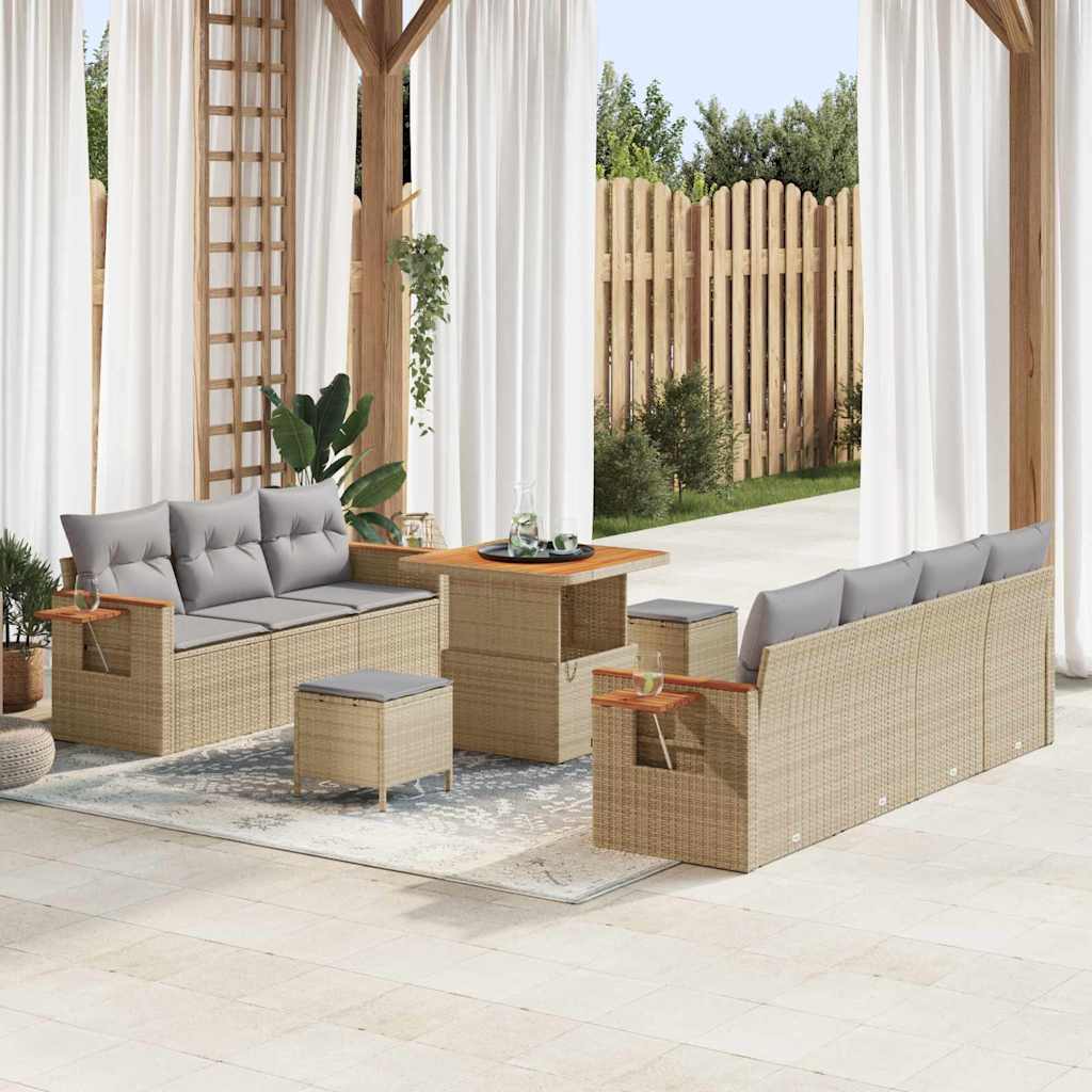 vidaXL Tuinbank Set met kussen 13 pcs Zwart poly rattan