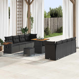 vidaXL Tuinbank Set met kussen 12 pcs Zwart poly rattan
