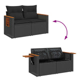 vidaXL Tuinbank Set met kussen 12 pcs Zwart poly rattan