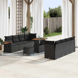 vidaXL Tuinbank Set met kussen 12 pcs Zwart poly rattan