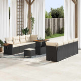 vidaXL Tuinbank Set met kussen 12 pcs Zwart poly rattan