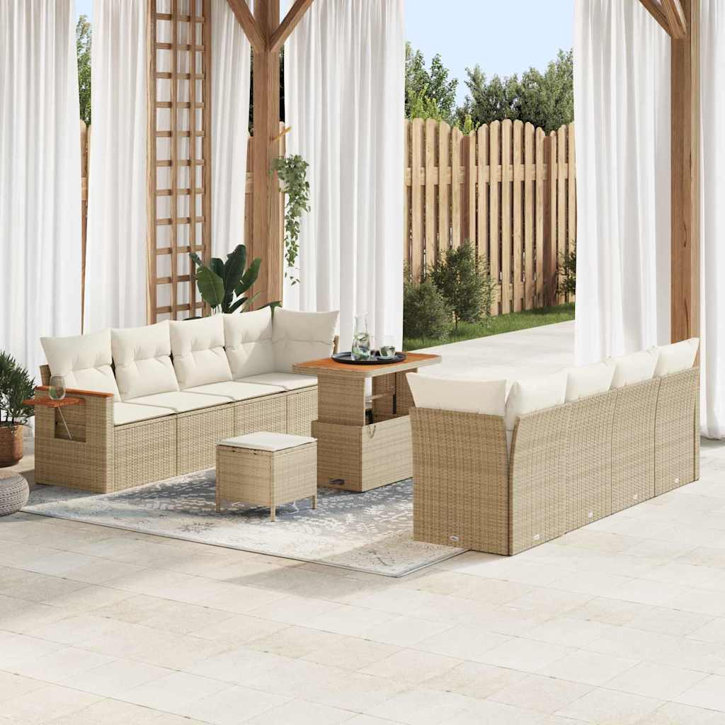 vidaXL Tuinbank Set met kussen 12 pcs Zwart poly rattan