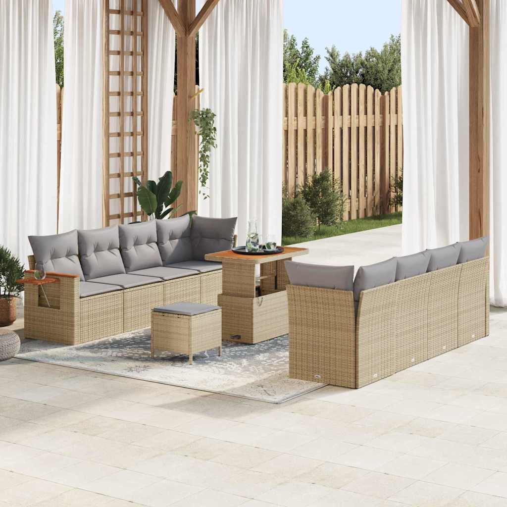 vidaXL Tuinbank Set met kussen 12 pcs Zwart poly rattan