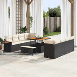 vidaXL Tuinbank Set met kussen 12 pcs Zwart poly rattan