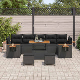 vidaXL Tuinbank Set met kussen 13 pcs Zwart poly rattan