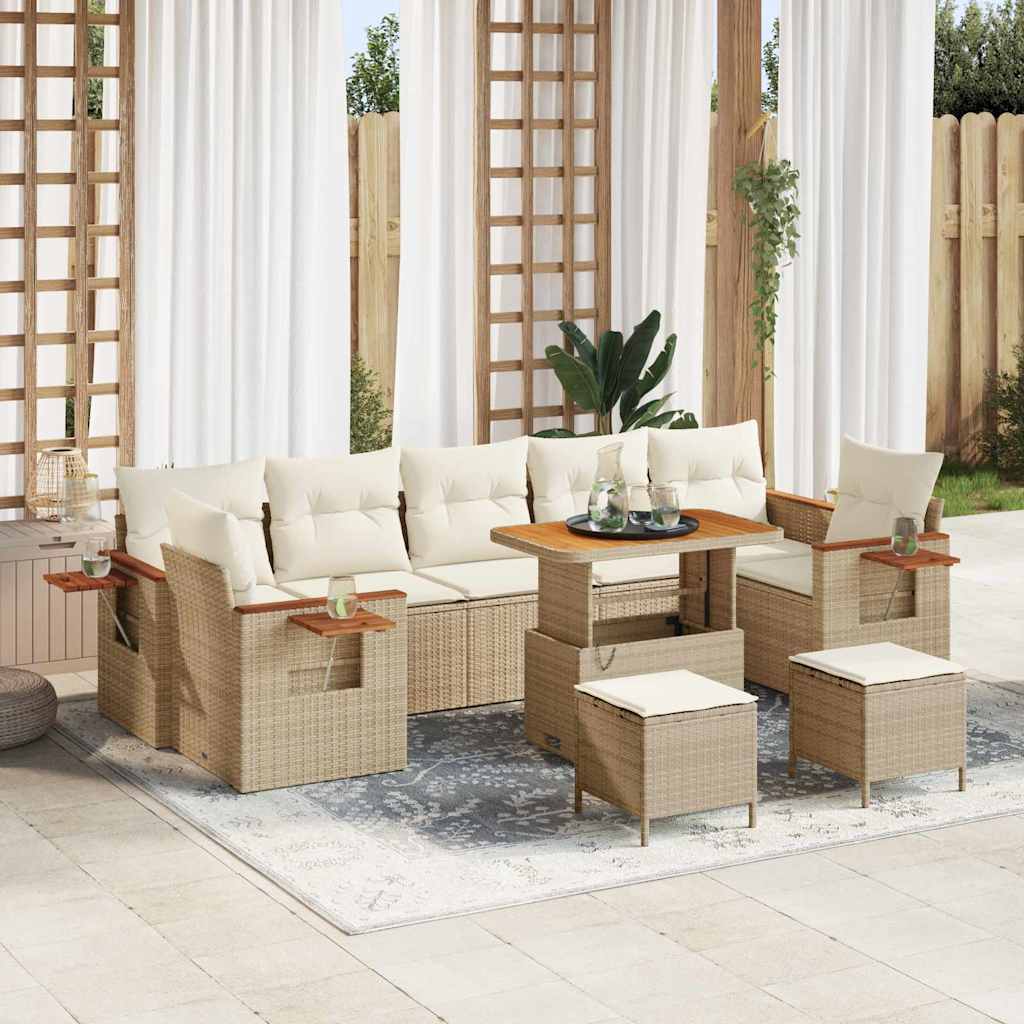 vidaXL Tuinbank Set met kussen 13 pcs Zwart poly rattan