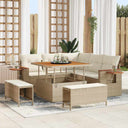 vidaXL Tuinbank Set met kussen 9 pcs Zwart poly rattan