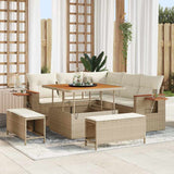 vidaXL Tuinbank Set met kussen 9 pcs Zwart poly rattan