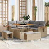 vidaXL Tuinbank Set met kussen 9 pcs Zwart poly rattan