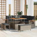 vidaXL Tuinbank Set met kussen 9 pcs Zwart poly rattan