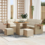 vidaXL Tuinbank Set met kussen 9 pcs Zwart poly rattan