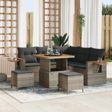 vidaXL Tuinbank Set met kussen 9 pcs Zwart poly rattan
