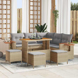 vidaXL Tuinbank Set met kussen 9 pcs Zwart poly rattan