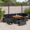 vidaXL Tuinbank Set met kussen 11 pcs Zwart poly rattan