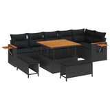 vidaXL Tuinbank Set met kussen 11 pcs Zwart poly rattan