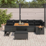 vidaXL Tuinbank Set met kussen 11 pcs Zwart poly rattan