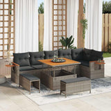 vidaXL Tuinbank Set met kussen 11 pcs Zwart poly rattan