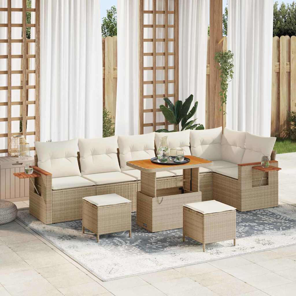 vidaXL Tuinbank Set met kussen 11 pcs Zwart poly rattan