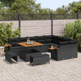 vidaXL Tuinbank Set met kussen 13 pcs Zwart poly rattan