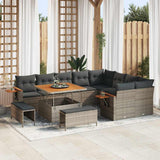 vidaXL Tuinbank Set met kussen 13 pcs Zwart poly rattan