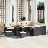 vidaXL Tuinbank Set met kussen 13 pcs Zwart poly rattan