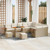 vidaXL Tuinbank Set met kussen 13 pcs Zwart poly rattan
