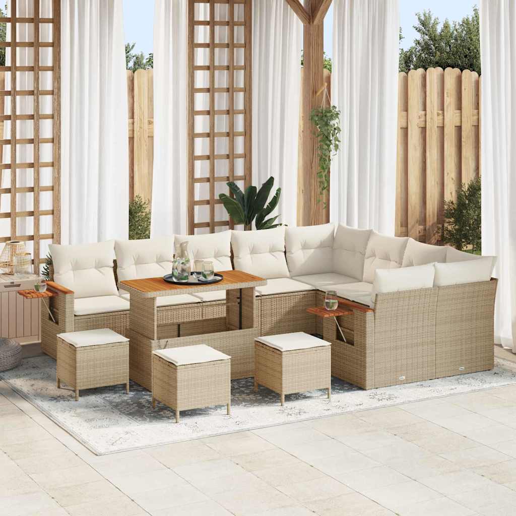 vidaXL Tuinbank Set met kussen 13 pcs Zwart poly rattan