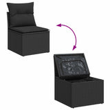 vidaXL Tuinbank Set met kussen 17 pcs Zwart poly rattan