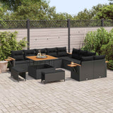 vidaXL Tuinbank Set met kussen 17 pcs Zwart poly rattan