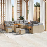 vidaXL Tuinbank Set met kussen 17 pcs Zwart poly rattan