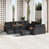 vidaXL Tuinbank Set met kussen 17 pcs Zwart poly rattan