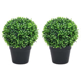 vidaXL Kunstplanten met pot 2 st buxus bolvorming 37 cm groen