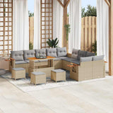 vidaXL Tuinbank Set met kussen 17 pcs Zwart poly rattan