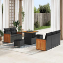 vidaXL Tuinbank Set met kussen 10 pcs Zwart poly rattan