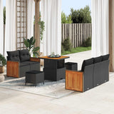 vidaXL Tuinbank Set met kussen 10 pcs Zwart poly rattan