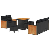 vidaXL Tuinbank Set met kussen 10 pcs Zwart poly rattan