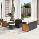 vidaXL Tuinbank Set met kussen 10 pcs Zwart poly rattan